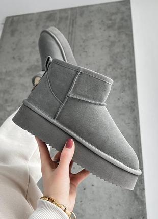 Жіночі уггі сірі на платформі ugg ultra mini platform grey