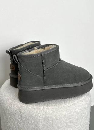 Жіночі уггі сірі на платформі ugg ultra mini platform grey