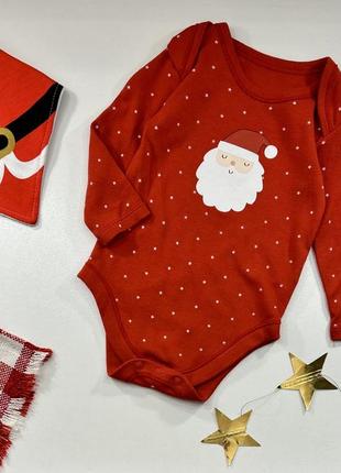 Новогодний боди 6-9 м+ слюнявчик