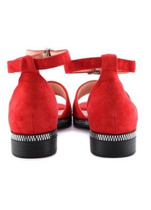 Красные замшевые босоножки сандалии на плоской подошве низкий ход с закрытой пяткой3 фото