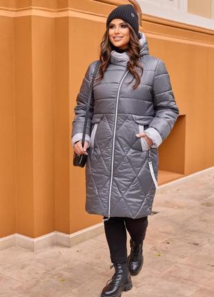 Стильное женское зимнее пальто с капюшоном4 фото