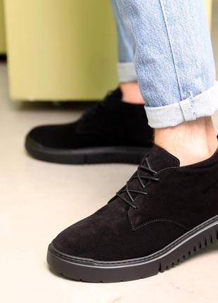 Ботинки мужские замшевые черные6 фото