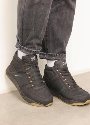 Ботинки мужские кожаные мех черные4 фото