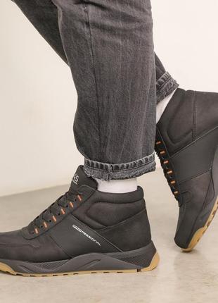 Ботинки мужские кожаные мех черные2 фото