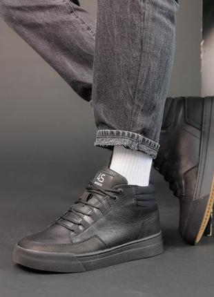 Ботинки кожаные зимние черные2 фото
