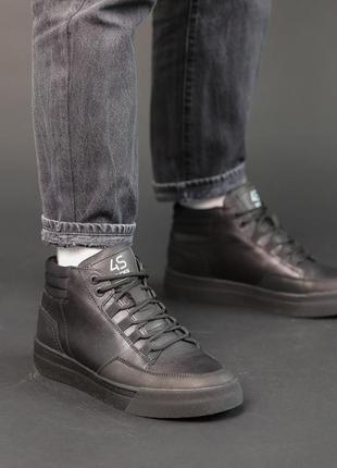 Ботинки кожаные зимние черные4 фото