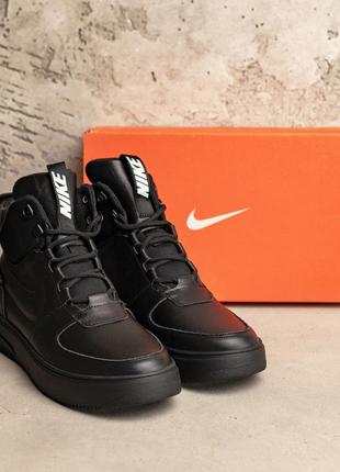 Мужские зимние ботинки nike black leather7 фото