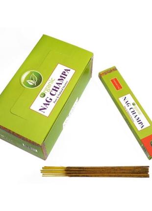 Nandita organic nag champa (плоская пачка) 15 грамм, ароматические палочки, натуральные палочки, благовония1 фото