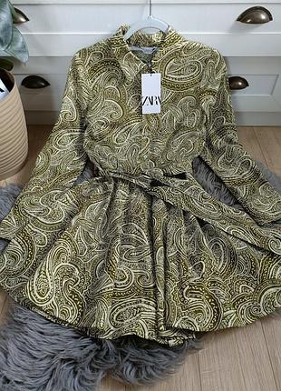Короткое платье рубашка от zara, размер xs