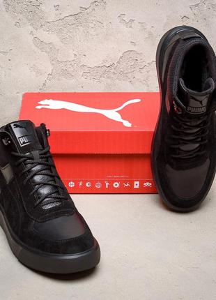 Мужские зимние ботинки pm black leather3 фото