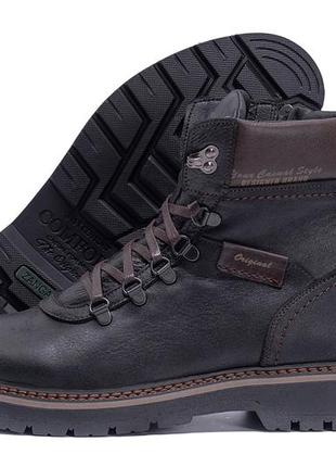 Чоловічі зимові шкіряні черевики zg black military style