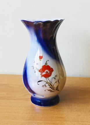 Старовинна керамічна ваза з квітковим візерунком, 1980-і роки