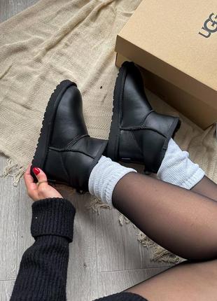 Угги ugg lether mini black