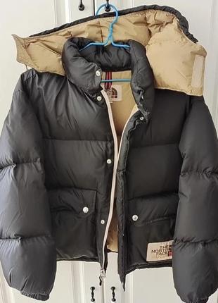 Фирменная куртка пуховик gucci the north face