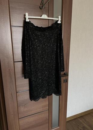 Нарядная праздничная чёрное кружевное платье на новый год 🎅🎄7 фото
