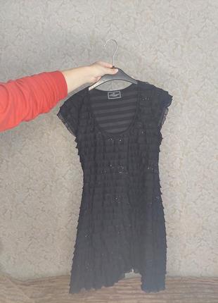 Чорна міні сукня5 фото