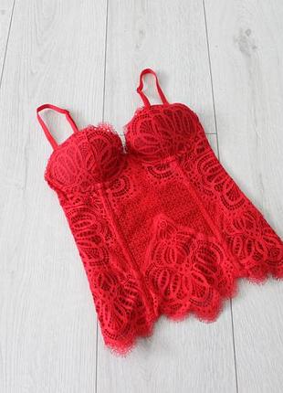 Червоний мереживний корсет victoria’s secret