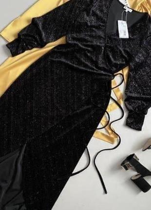 Нова розкішна блискуча оксамитова сукня міді на запах warehouse4 фото