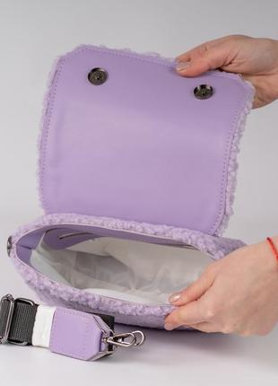 Женская сумка лавандовая сумка тедди сумка пушистый клатч через плечо кроссбоди4 фото