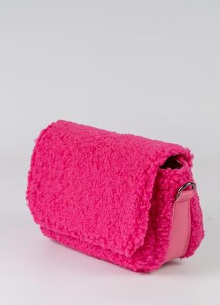 Женская сумка розовая сумка тедди сумка пушистая розовый клатч через плечо кроссбоди6 фото