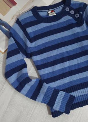 Шерстяний светер tommy hilfiger/светер в смужку. теплий вовняний светр7 фото
