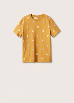 Хлопковая футболка с принтом mango 3269