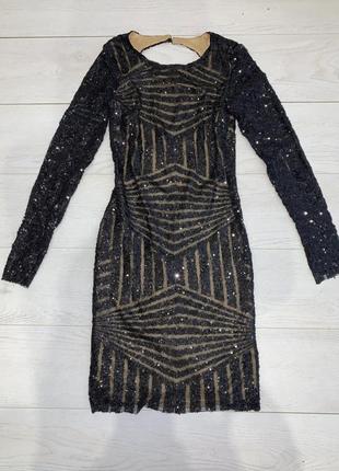 Коротке плаття сукня в паєтки святкове чорне нове boohoo 8 xs-s4 фото