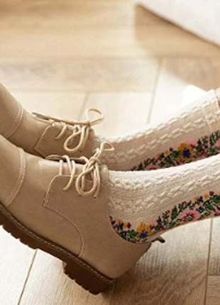 5 пар! шкарпетки, український принт квіти, ретро стиль, носки, цветы. акція!!!5 фото