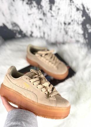 Puma rihanna suede platform beige