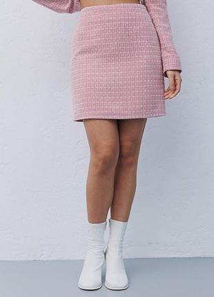 Твидовая мини-юбка розовая с люрексом
