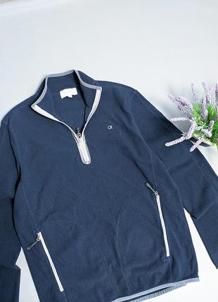 Calvin klein golf чоловіча кофта з коміром светр zip 3/4 на блискавці синій з кишенями кельвін кляйн hugo boss tommy hilfiger ralph lauren fred perry