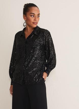 Блуза новая в пайетки черная zara mango next massimo dutti