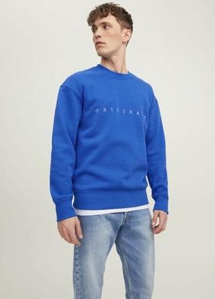 Свитшот с утеплением на флисе в синем цвете от jack&jones