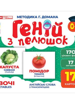 Набір розвиваючих карток геній з пелюшок овочі 17 карток, 10107194у