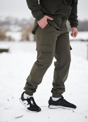 Зима! мужские спортивные штаны софтшелл на флисе (softshell fleece)
