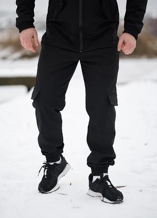 Зима! мужские спортивные штаны софтшелл на флисе (softshell fleece)