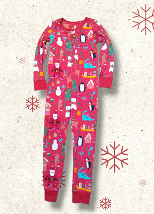 Новогодний красный пижамый хлопок слип мужочек рождественский комбинезон костюм