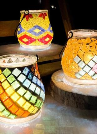 Мозаика. набор сделай сам. подсвечник набор №13 розового оттенка