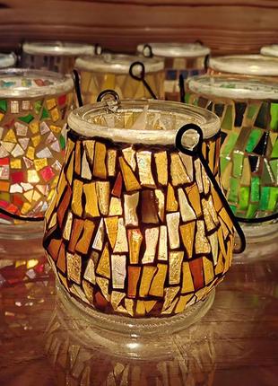 Мозаика. набор сделай сам. подсвечник набор №13 розового оттенка