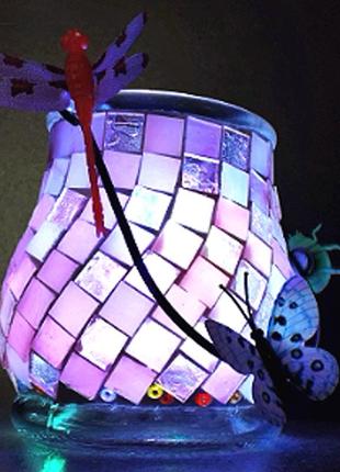 Мозаика. набор сделай сам. подсвечник набор №13 розового оттенка