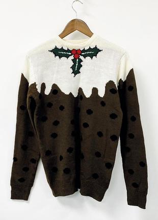 Новогодний вязаный свитер джемпер рождественский пудинг1 фото