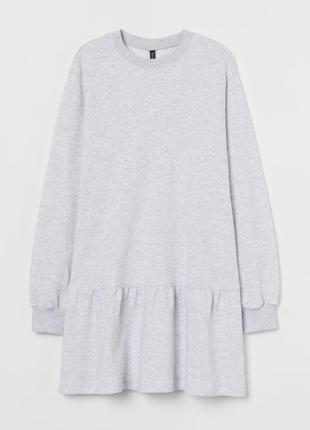 💥1+1=3 шикарное серое хлопковое платье - свитшот оверсайз h&m, размер 44 - 46
