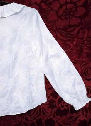 Белая блузка с вышивкой белоснежная блуза с прошвы свободного кроя хлопковая блузка8 фото