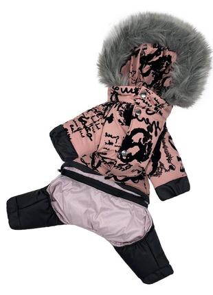 Комбінезон зі знімними штанами для собак, флок персиковий4 фото