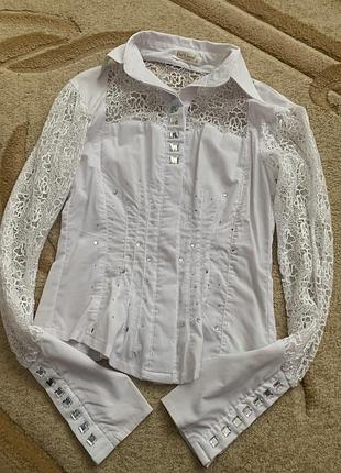 Блуза/блузка/блуза біла блуза з ажурними рукавами