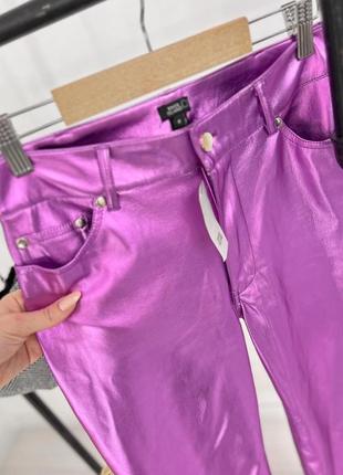 Рожеві штани з шкірозамінника3 фото