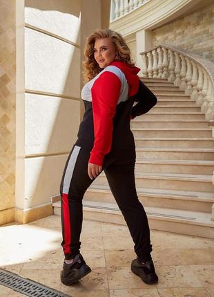 Спортивний костюм жіночий двонитка vizavi чорно-червоний-меланж3 фото