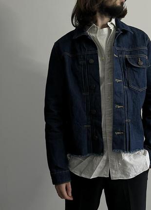 Jack jones denim jacket обрізана кропнута джинсовка денім куртка оригінал джинс темний неві щільна цікава преміум унікальна5 фото