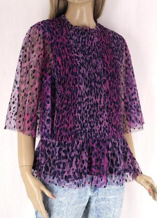 Новая красивая брендовая блузка "next" цветной леопардовый принт. размер uk18/eur46.3 фото