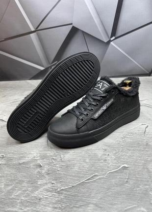 Обувь кеды зимние мужские бренд черные4 фото